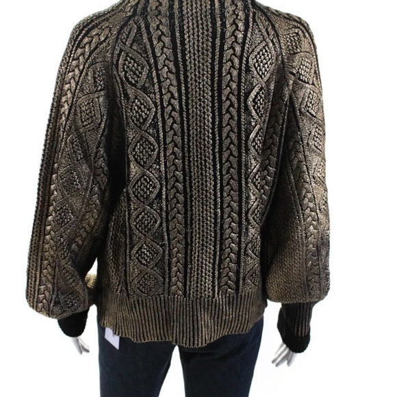 Veronica Beard cable knit gold foil sweater Size Xl, feels more like a Medium - Picture 3 of 7